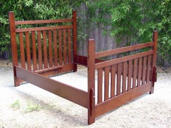 Queen oak bed with keyed thru-tenons